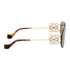 Loewe Gold and Brown Rimless Oval Anagram Sunglasses
