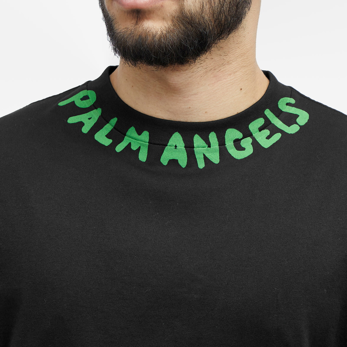 Palm Angels Men's Neck Logo T-Shirt in Black Palm Angels