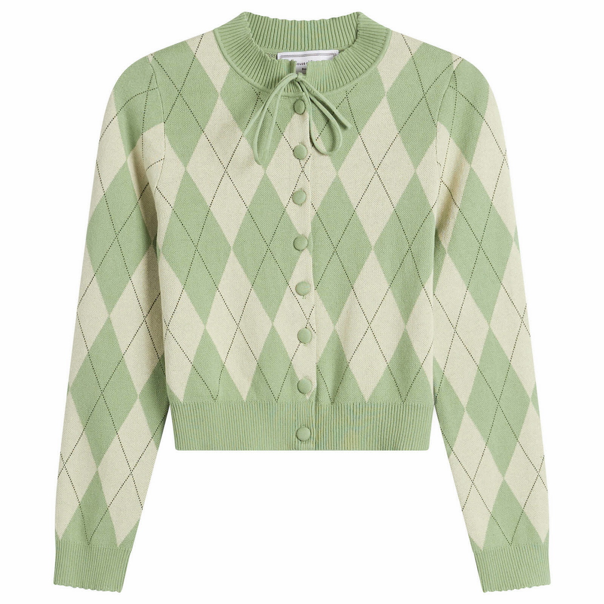 House Of Sunny Women's Argyle Lounge Cardigan in Matcha
