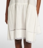 Prada Lace-trimmed linen minidress