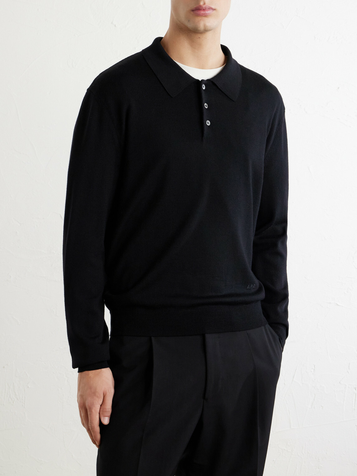 A.P.C. - Riou Virgin Wool Polo Shirt - Black