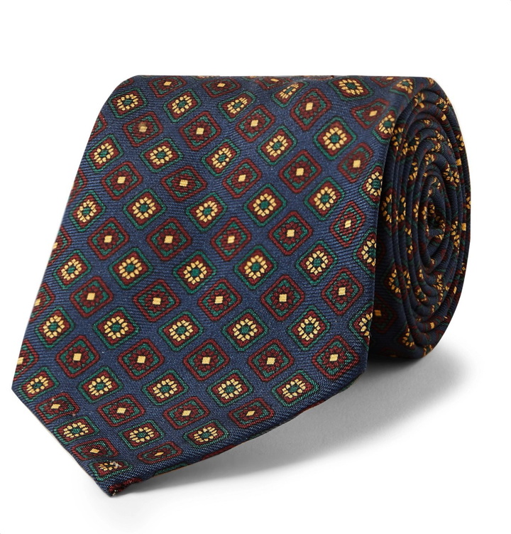 Photo: Rubinacci - 8cm Printed Silk-Twill Tie - Blue