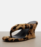 Balenciaga Gaeta calf hair wedge thong sandals