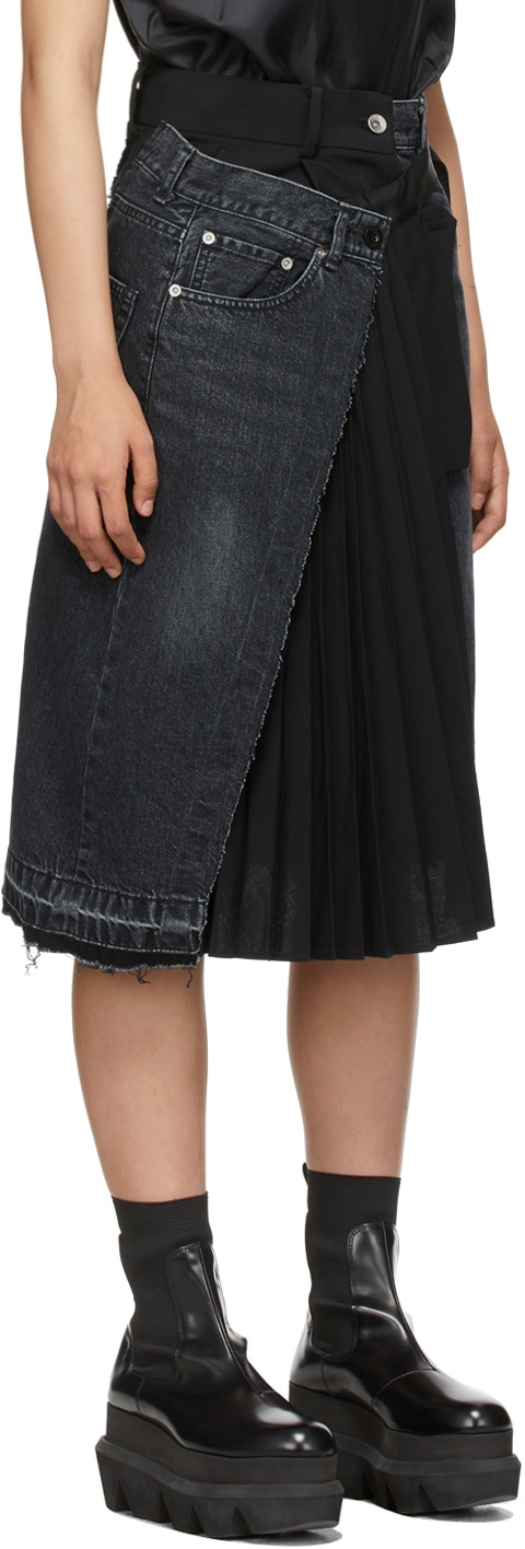 Sacai Black Denim Suiting Skirt Sacai