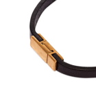 Saint Laurent Men's Leather Id Plaque Bracelet in Brown/Gold