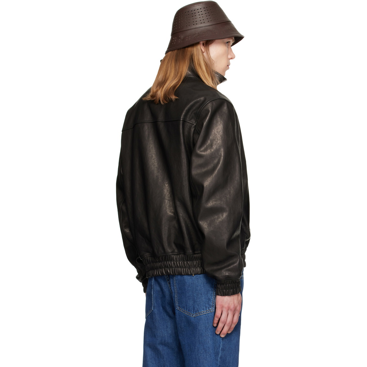 Valentino Black High Neck Leather Jacket