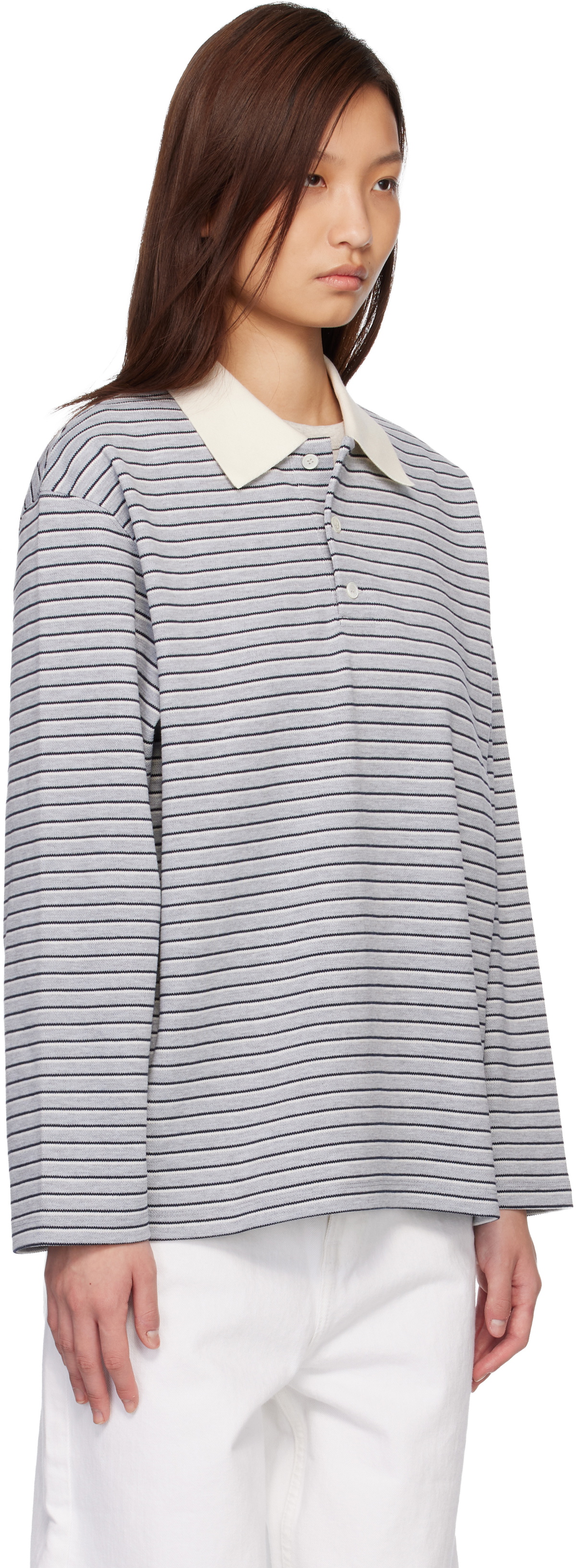 COOR Gray Multi-Stripe Pique Polo