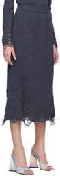 Song for the Mute Gray Distressed Midi Skirt