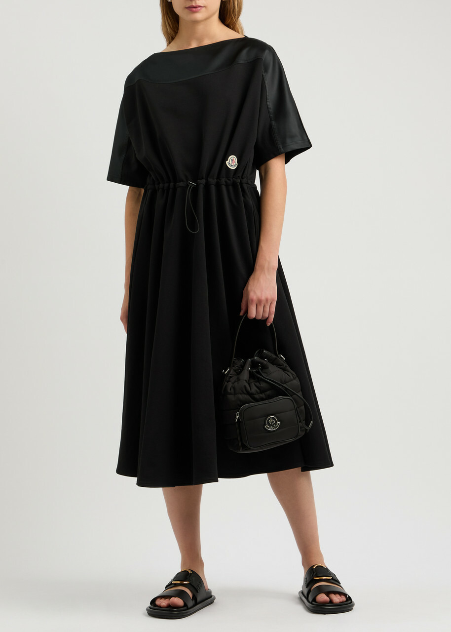 【送関込】MONCLER☆モンクレール Cotton Midi Dress Moncler Satin and Cotton Midi Dress Black Moncler