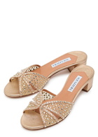 Aquazzura Crystal Lover 35 Embellished Metallic Nappa Mules Gold