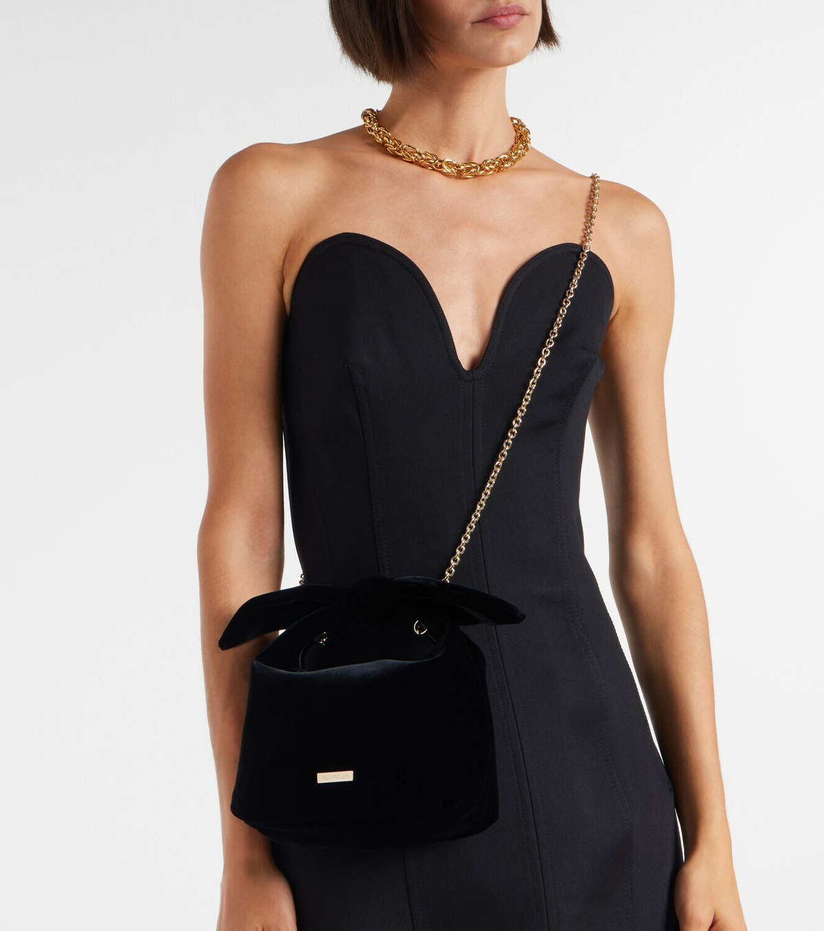 Aquazzura Bow Tie Small velvet tote bag