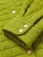 The Elder Statesman - Crochet-Trimmed Quilted Cotton-Jersey Shirt Jacket - Green