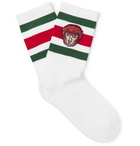 Gucci - Appliquéd Striped Stretch Cotton-Blend Socks - Men - White