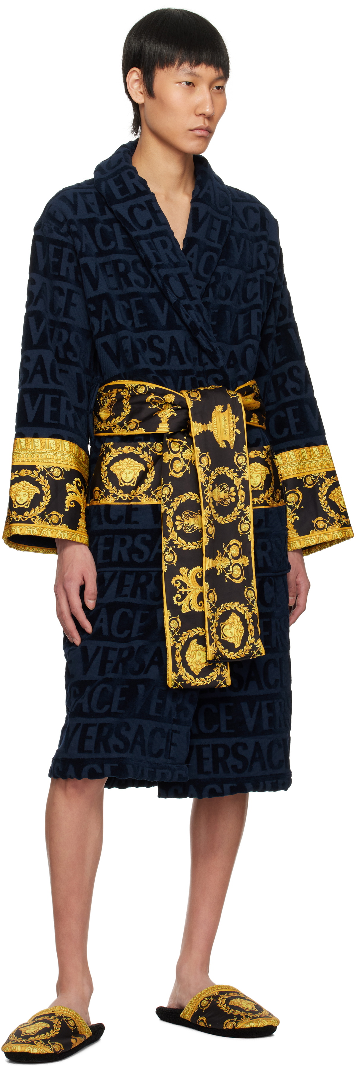 Versace Underwear Navy 'I Heart Baroque' Bathrobe