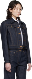 Thom Browne Navy Shrunken Selvedge Denim Jacket