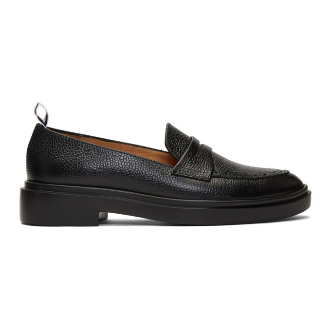 Photo: Thom Browne Black Lightweight Sole Penny Loafers