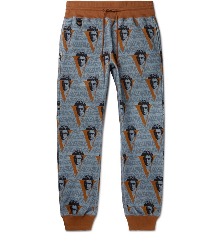 Photo: Undercover - Valentino Tapered Printed Loopback Cotton-Jersey Sweatpants - Blue