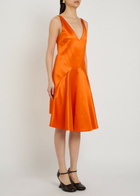 JW Anderson Flared Satin Midi Dress Orange