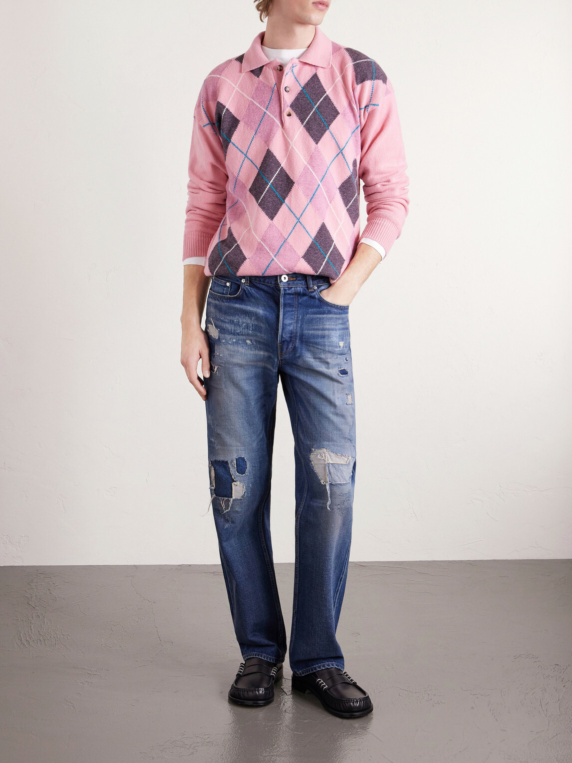 JW Anderson - Straight-Leg Distressed Patchwork Jeans - Blue