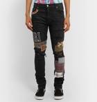 AMIRI - Skinny-Fit Distressed Appliquéd Denim Jeans - Black