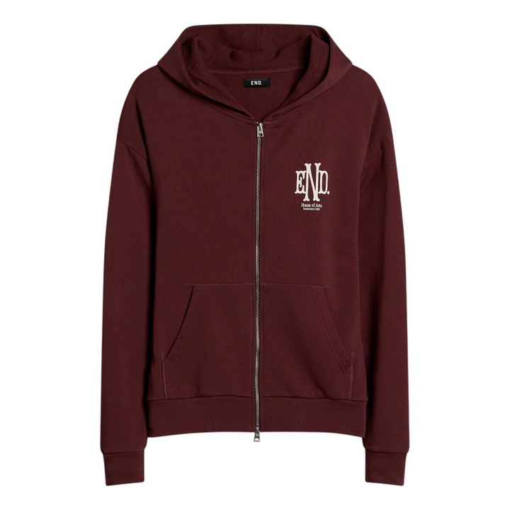 Photo: END. Mono Zip Hoodie in Oxblood