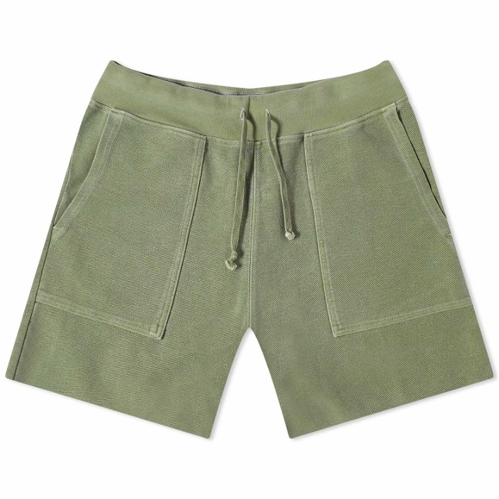 Photo: Save Khaki Men's Twill Terry Utility Sweat Shorts in Olive