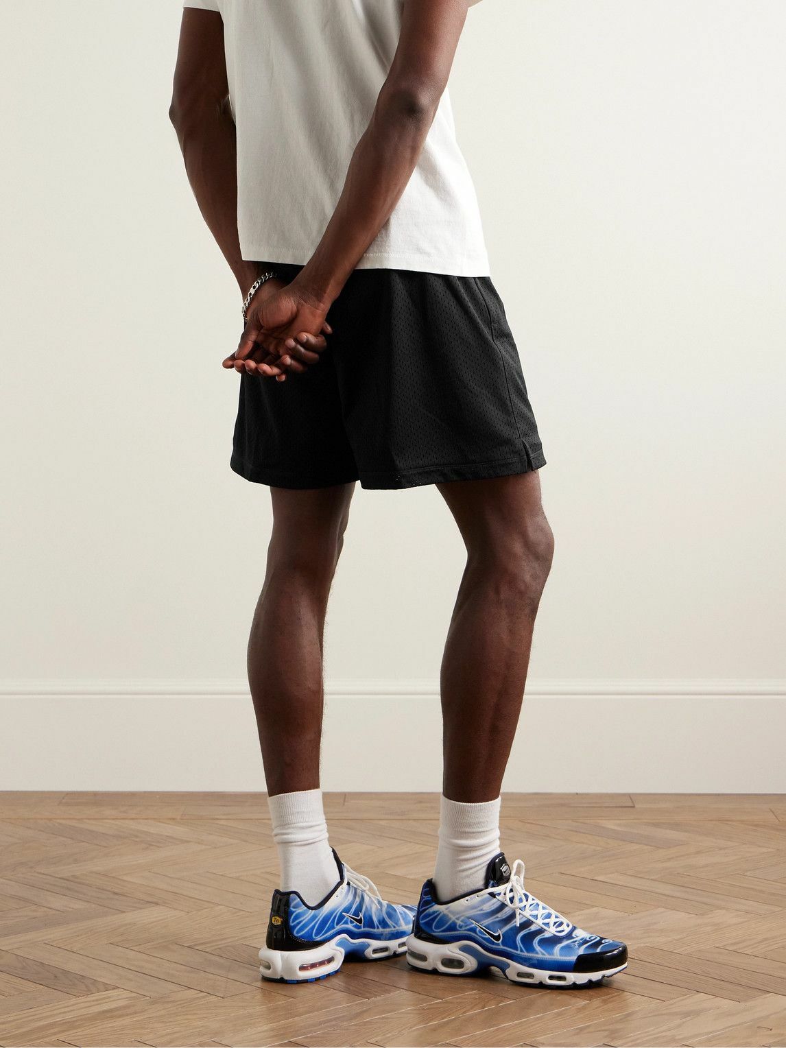 Nike - Solo Swoosh Straight-Leg Logo-Embroidered Mesh Shorts