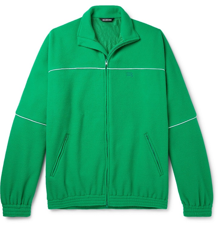 Photo: BALENCIAGA - Oversized Piped Fleece Track Jacket - Green