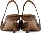 TOM FORD Khaki Shiny Stamped Crocodile T Slingback Heels