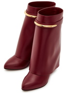 Givenchy Shark 95 Leather Mid-calf Boots Burgundy