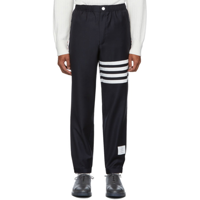 Photo: Thom Browne Navy 4-Bar Track Trousers
