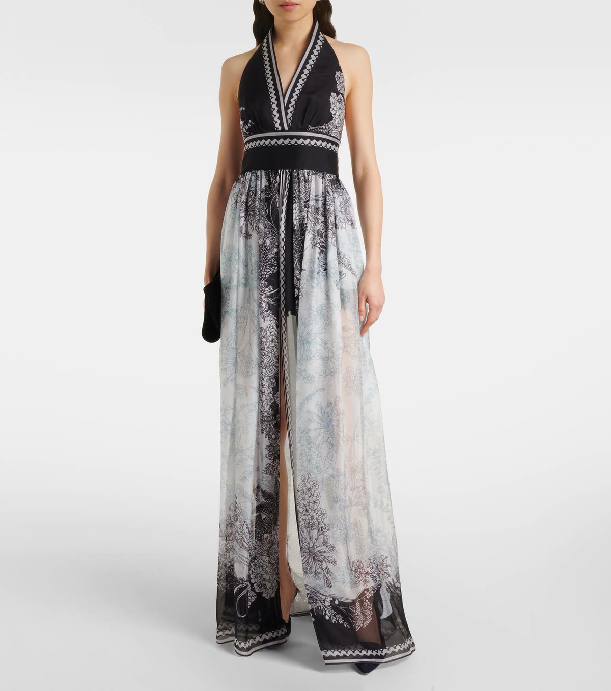 knee length dresses for ladies Sequined Embroidered Maxi Dress, Black Silver / 8 main image 0