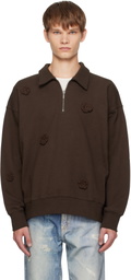 Song for the Mute Brown Daisy Quarter Zip Sweatshirt