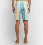 INCOTEX - Striped Cotton Drawstring Shorts - Blue