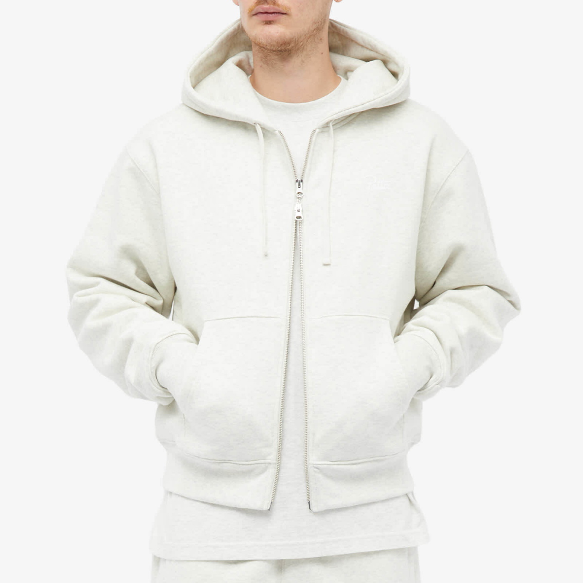 Patta Basic Waffle Zip Hooded Sweater (Melange Grey)