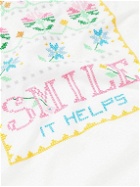 YMC - Smile Embroidered Organic Cotton-Jersey T-Shirt - White