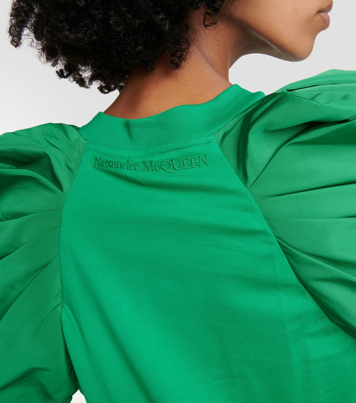 Alexander McQueen Puff-sleeve cotton jersey top