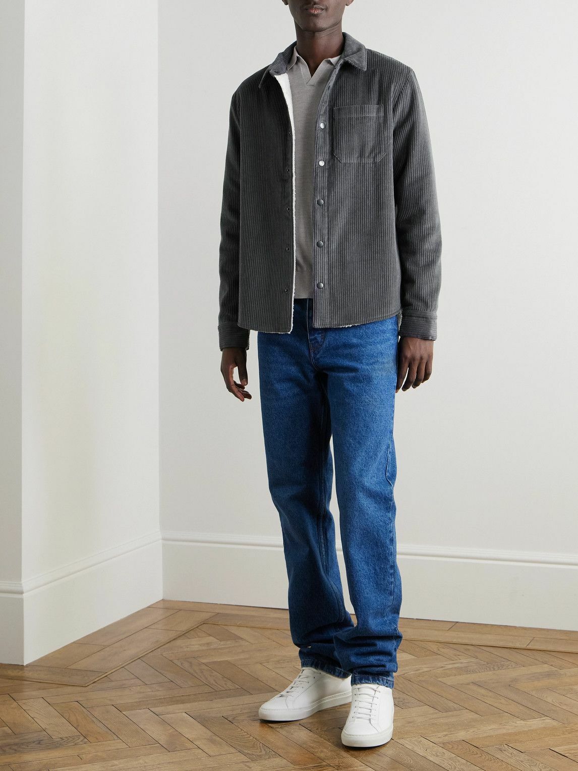 James Perse - Fleece-Lined Cotton and Wool-Blend Corduroy Jacket - Gray