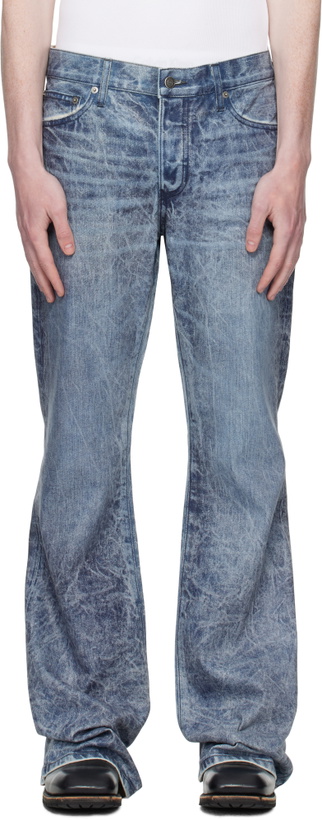 Photo: COÛT DE LA LIBERTÉ Navy Jimmy Ecru Twill Flare Jeans