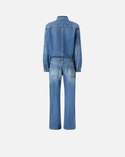 Pinko Long Denim Jumpsuit With Pockets Mid Wash