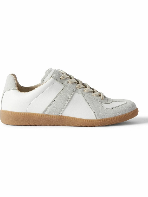 Photo: Maison Margiela - Replica Leather and Suede Sneakers - White