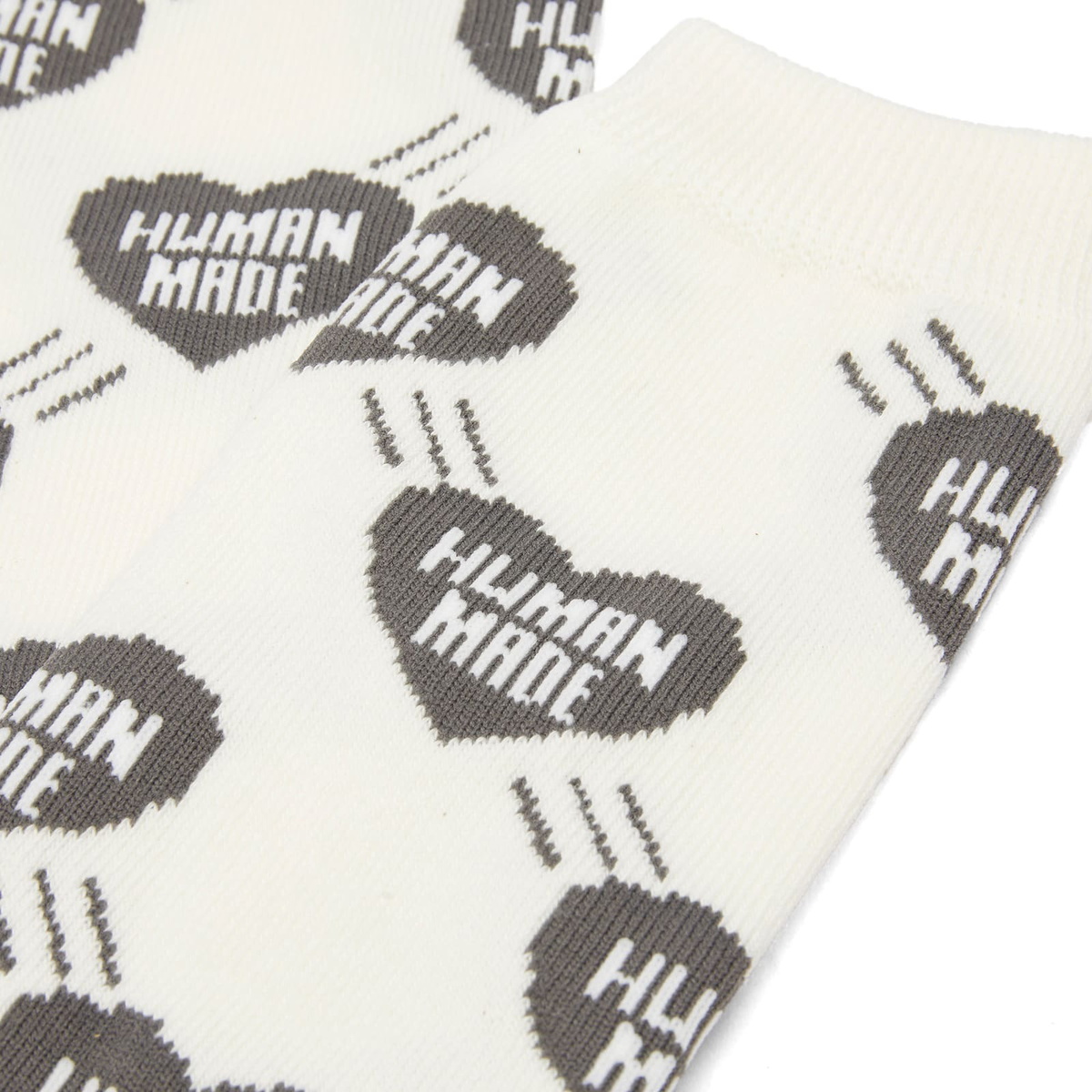 Human Made Men's Heart Socks in White Grey Human Made