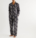 Desmond & Dempsey - Sansindo Printed Organic Cotton-Poplin Pyjama Trousers - Black