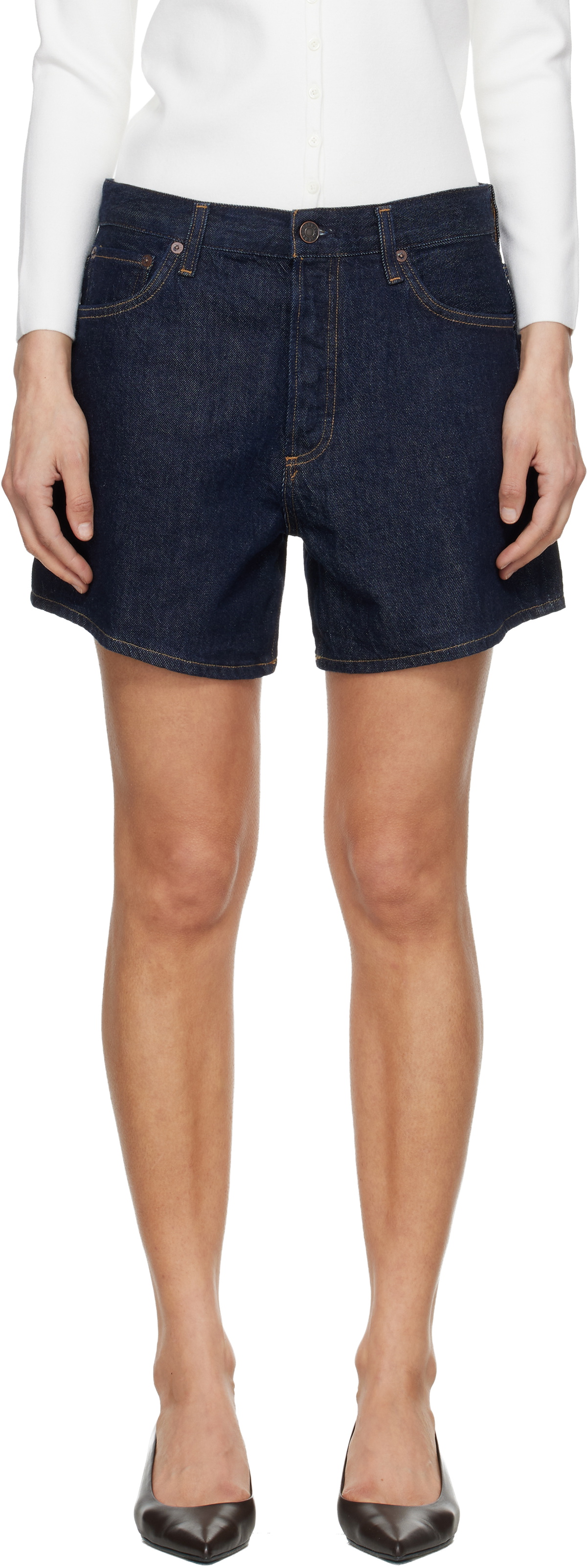 AGOLDE Navy Leith Denim Shorts