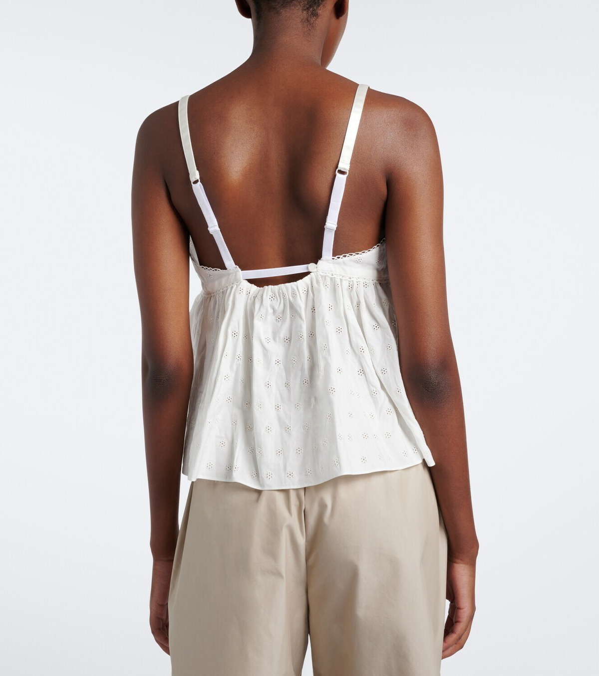 Miu Miu Embroidered cotton and linen-blend top
