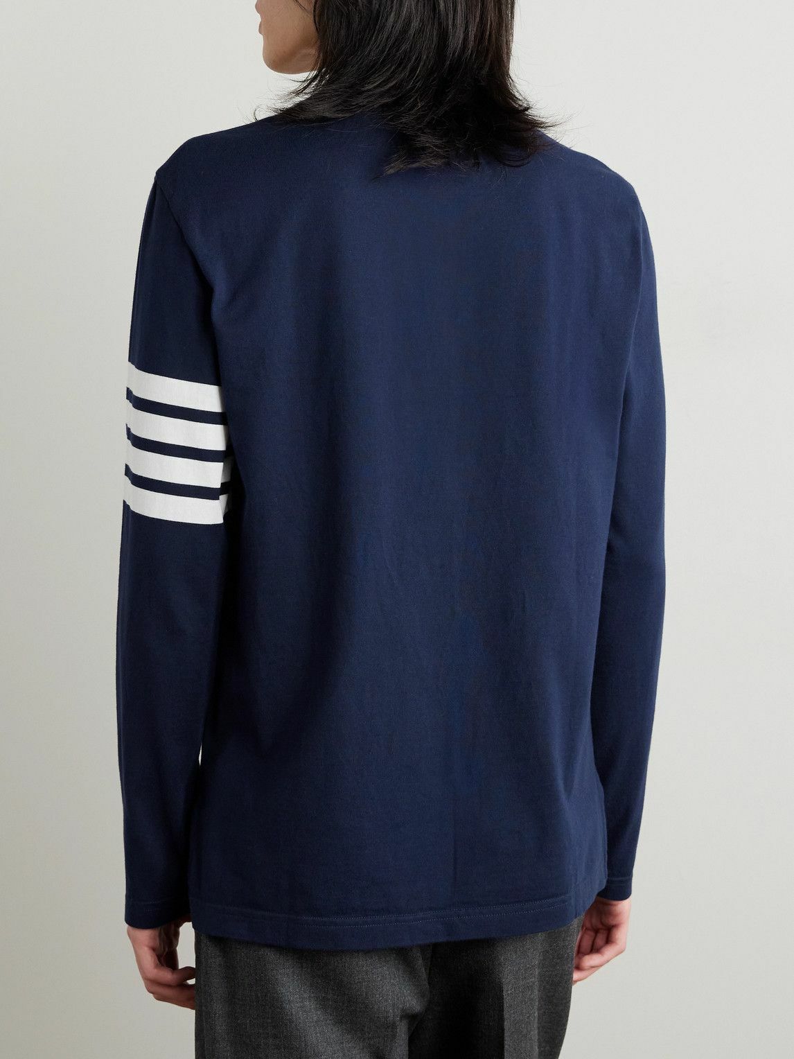 Tシャツ・カットソー THOM BROWNE Pocket jersey t-shirt Blue Thom Browne - Striped Cotton-Jersey T-Shirt - Blue Thom Browne