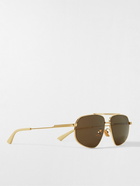 Bottega Veneta - Aviator-Style Gold-Tone Sunglasses