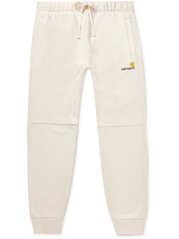 Photo: Carhartt WIP - American Script Tapered Cotton-Blend Jersey Sweatpants - Neutrals