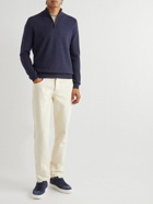 Canali - Cable-Knit Wool Half-Zip Sweater - Blue