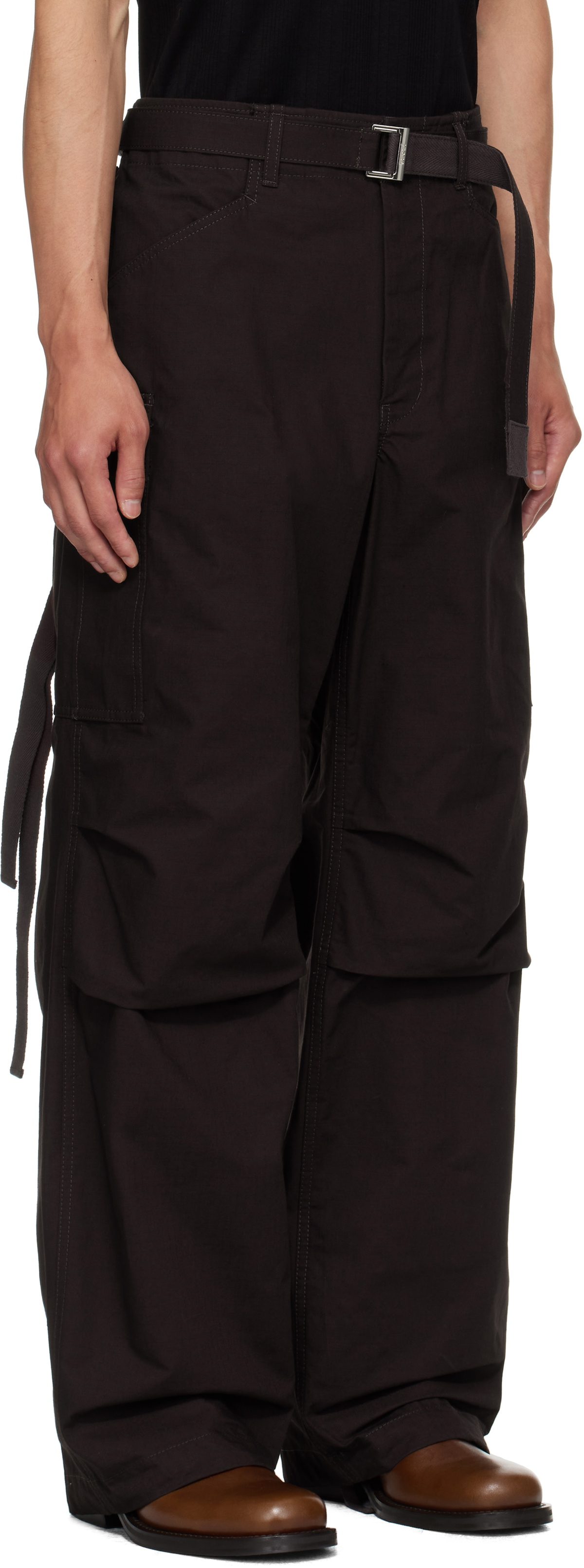 sacai 25aw Rip Stop pants BROWN サイズ3 sacai Brown Rip Stop Cargo Pants Sacai